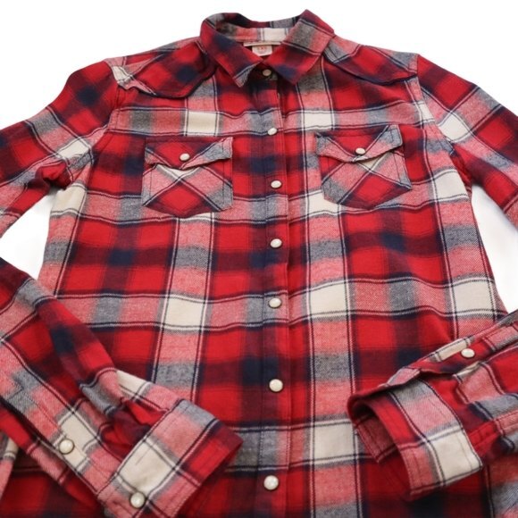 Mossimo Western Style Long Sleeve Plaid Flannel Button Down Shirt Size XS - Picture 13 of 13